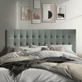 thumbnail image 1 of Castle Place Upholstered Button Tufted Linen Headboard, Light Grey, King, 1 of 7