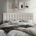 thumbnail image 1 of Castle Place Upholstered Button Tufted Linen Headboard, Warm Grey, Twin, 1 of 7