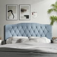 thumbnail image 1 of Castle Place Upholstered Tufted Headboard, Light Blue Velvet, King, 1 of 6
