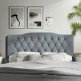 thumbnail image 1 of Castle Place Upholstered Tufted Headboard, Light Grey Velvet, Full, 1 of 6