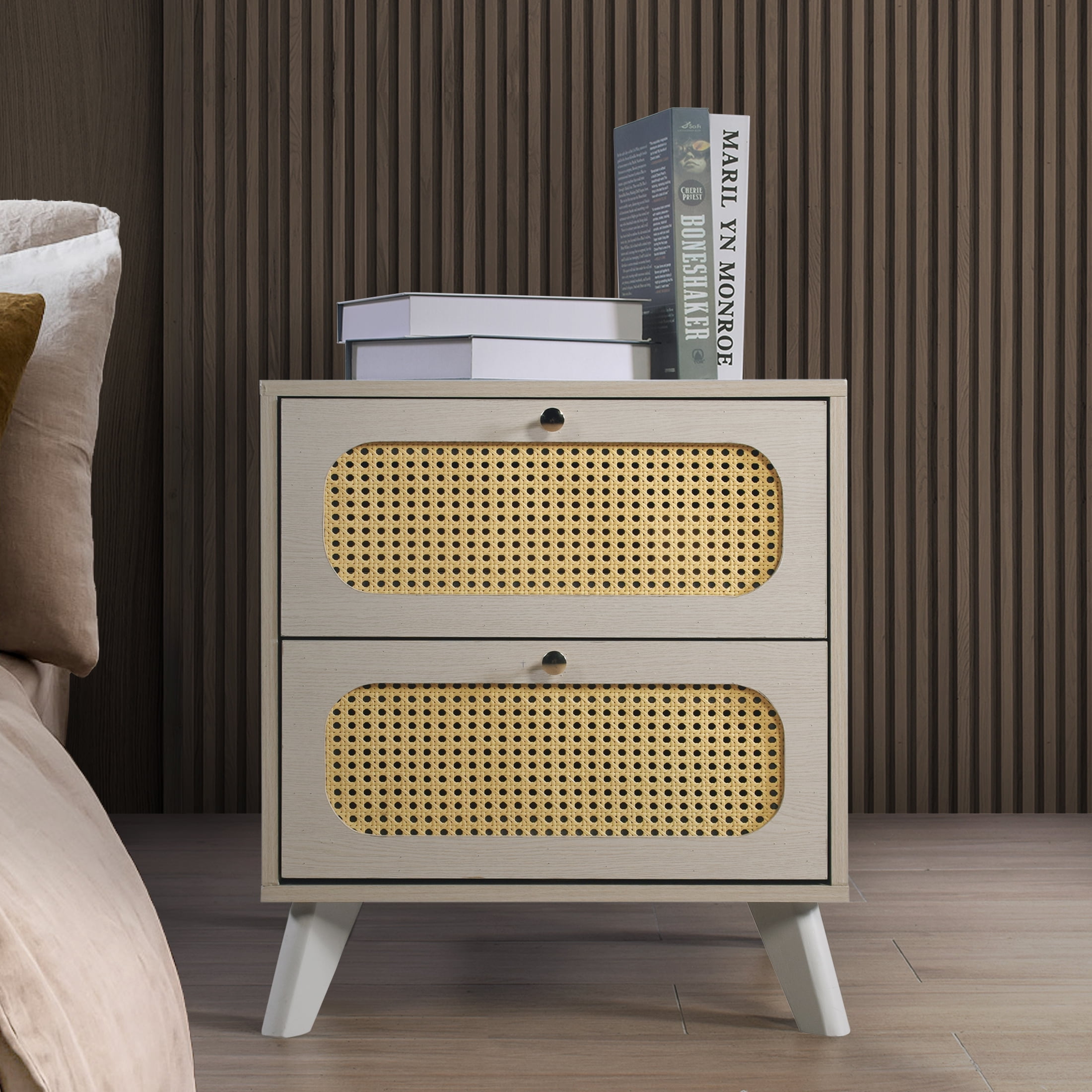 Castle Place Vintage 2 Drawer Nightstand, Antique White
