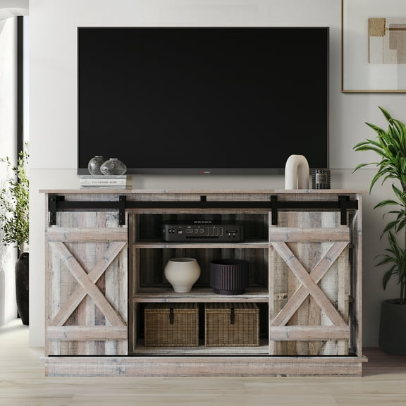 Castle Place Vintage 54" TV Stand Console for TVs up to 65", Natural Oak