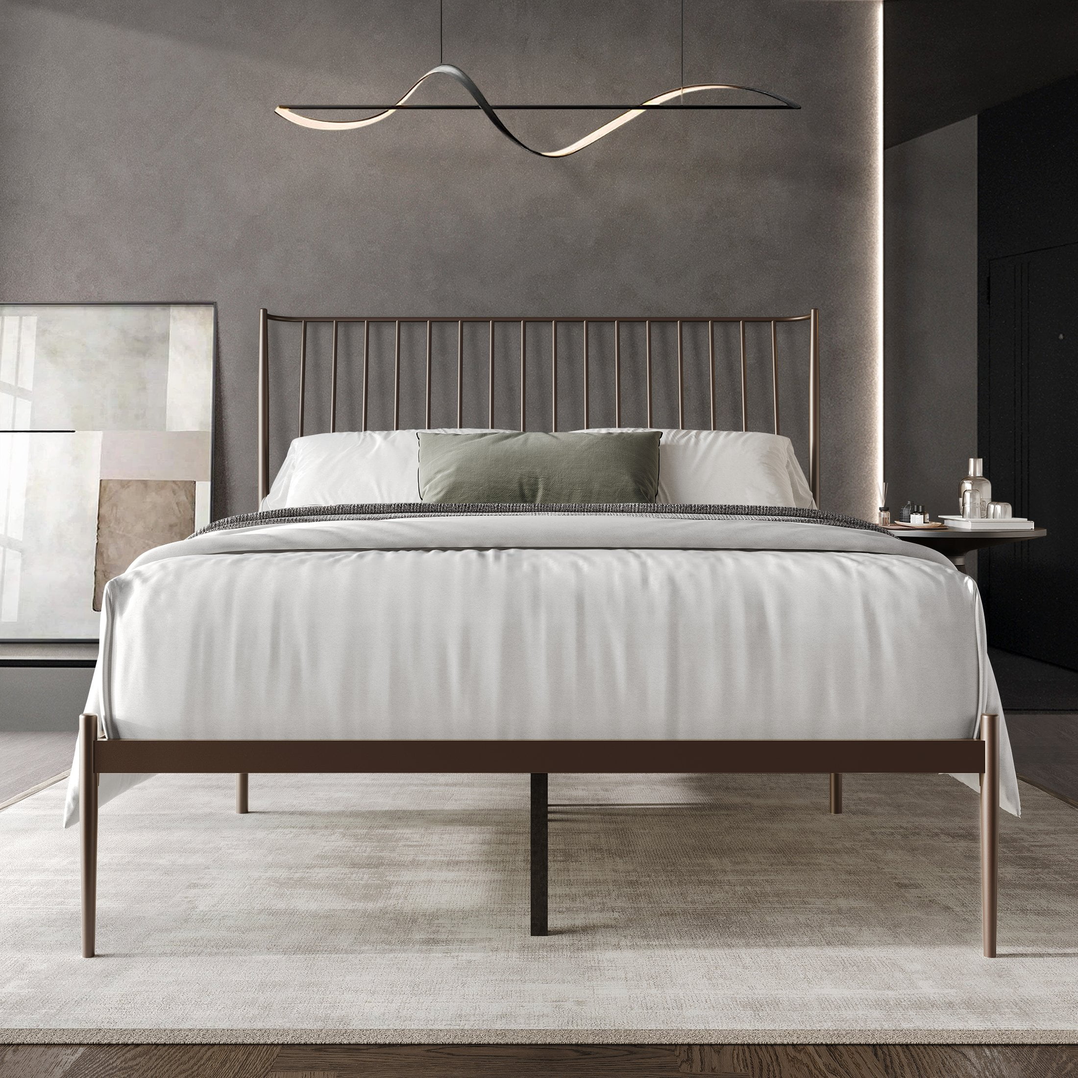 Castle Place Vintage Spindle King Metal Platform Bed, Brown - Walmart.com