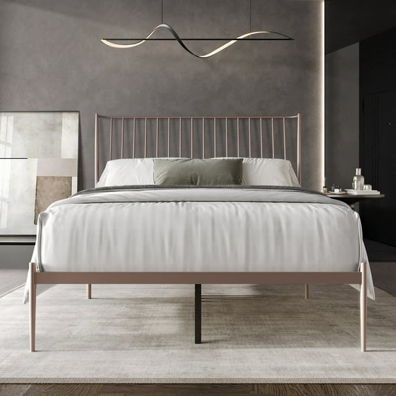 Castle Place Vintage Spindle King Metal Platform Bed, Pink