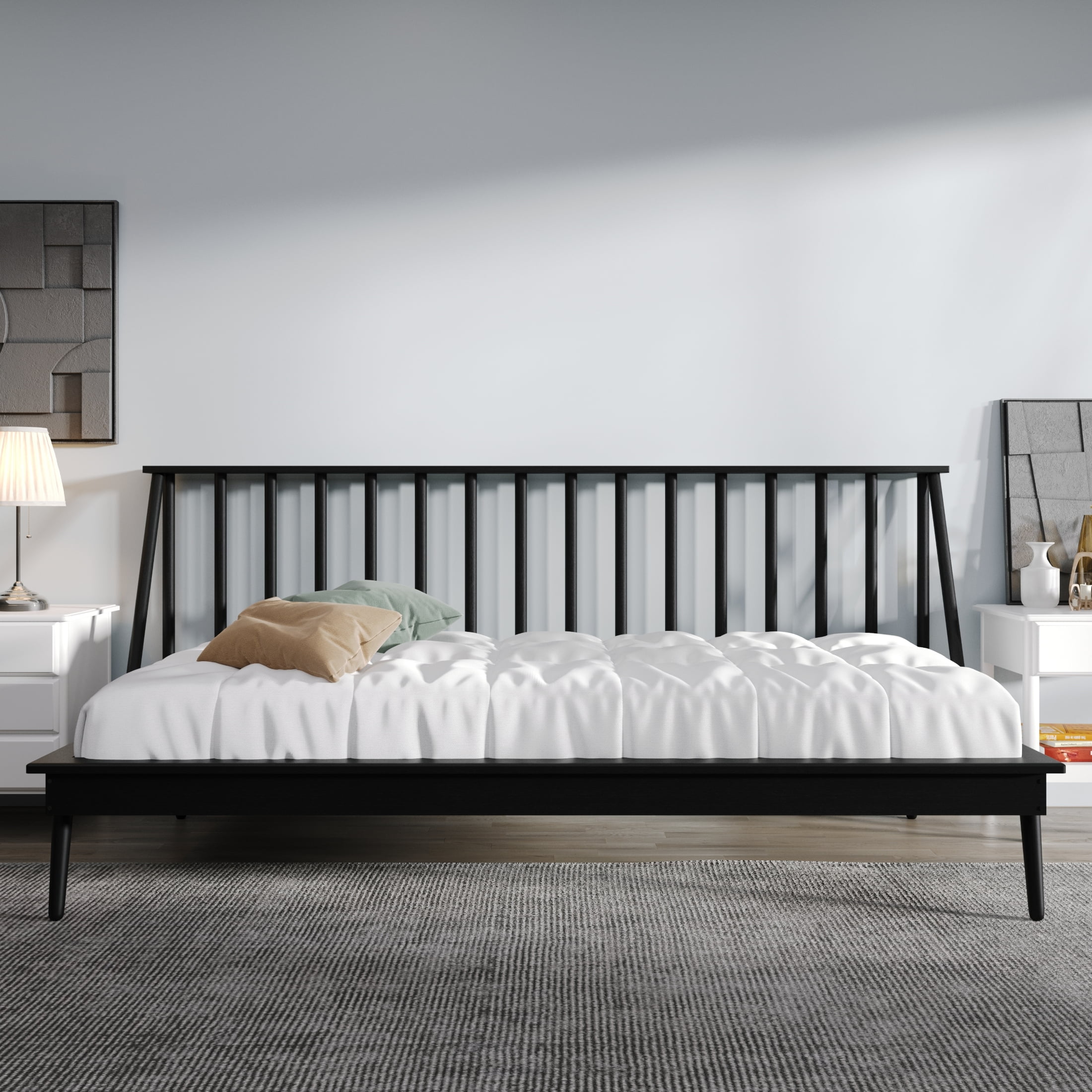 Castle Place Vintage Spindle Twin Size Wooden Daybed, Black