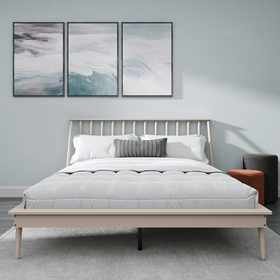 Castle Place Vintage Spindle Wooden Queen Platform Bed, White