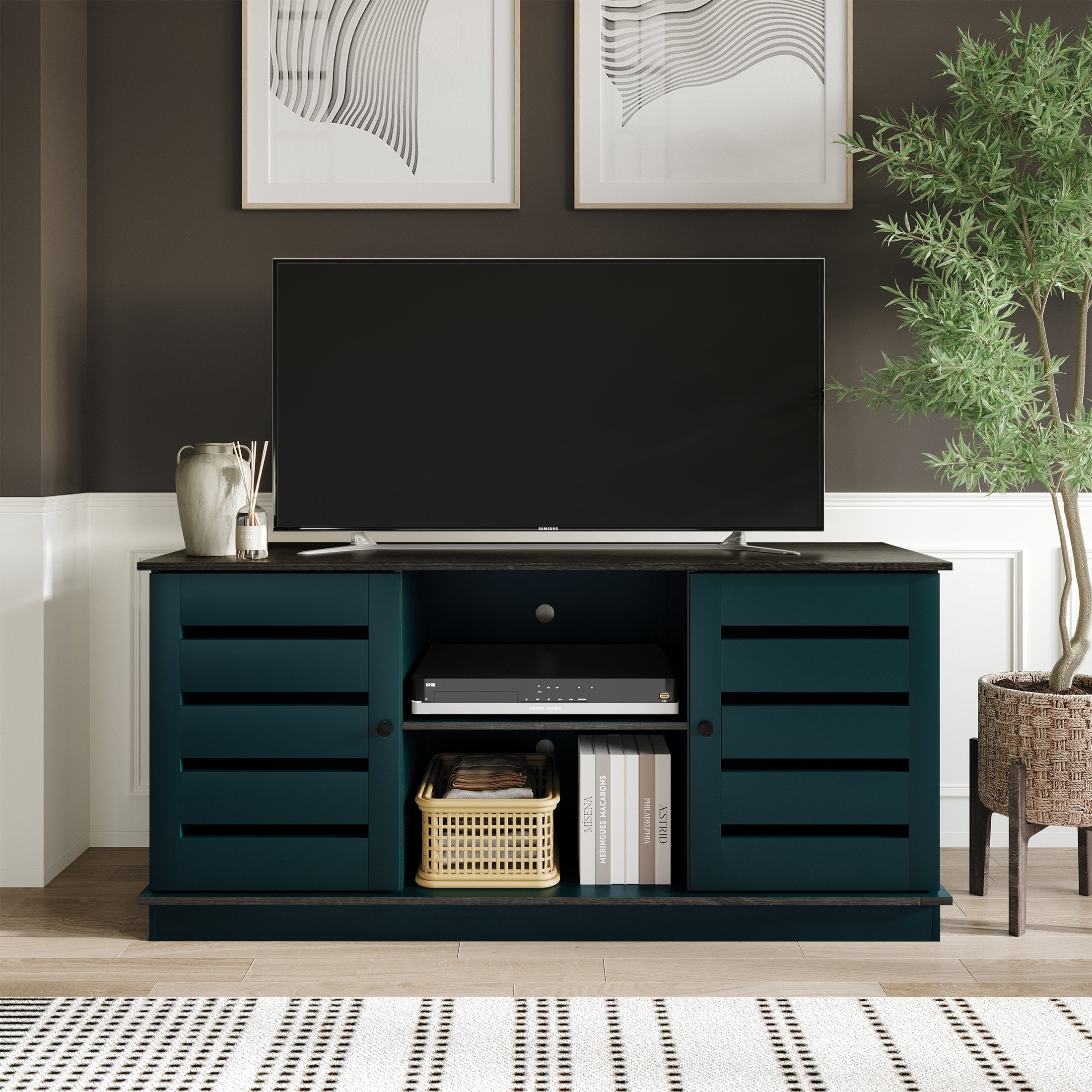 Castle Place Vintage TV Stand Console for TVs up to 50", Blue