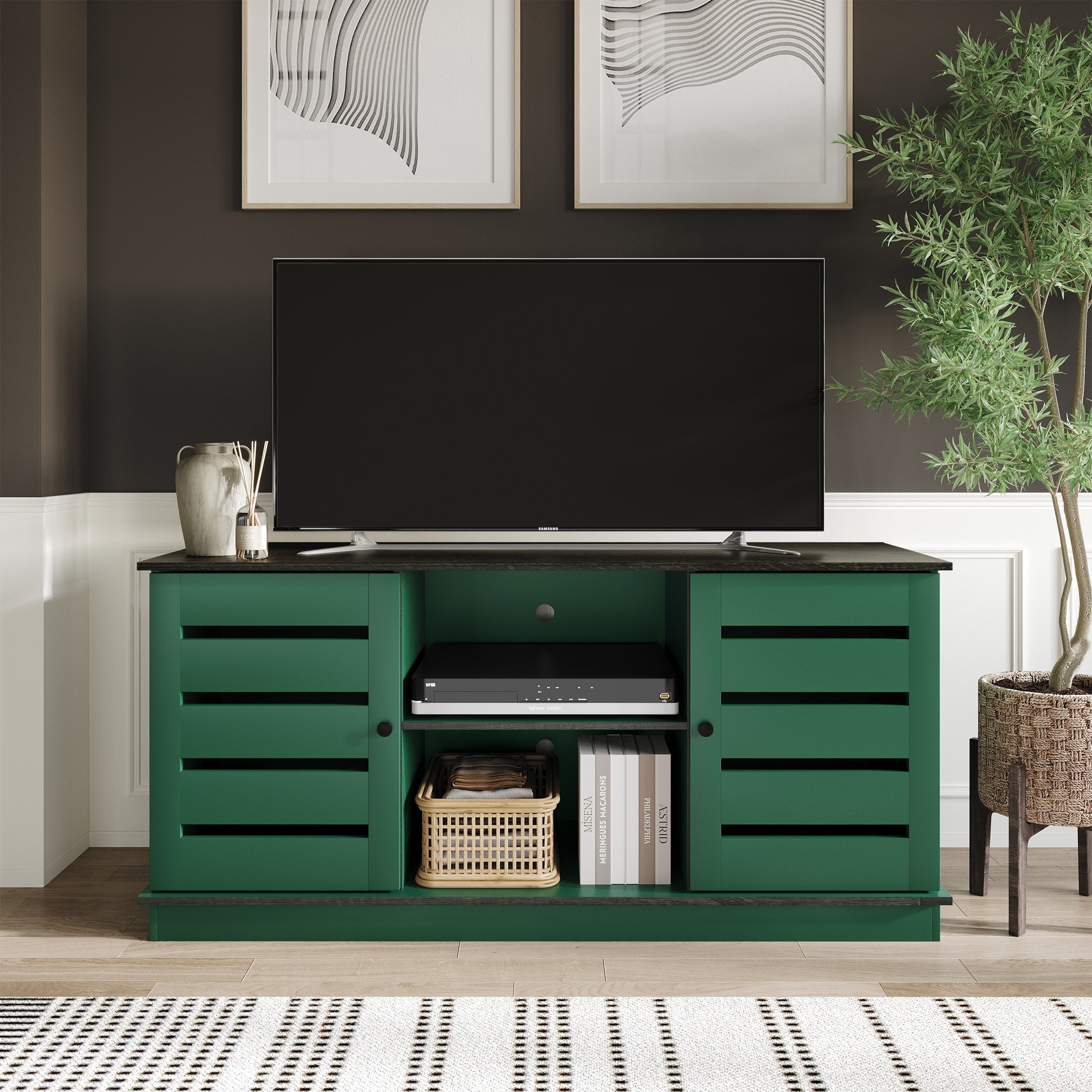 Castle Place Vintage TV Stand Console for TVs up to 50", Green