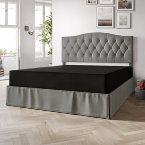 Castle Place Wood Box Spring, Mattress Foundation 8", Black Linen, Queen