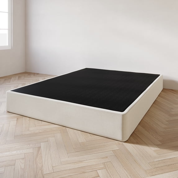 Castle Place 8" Wood Twin Box Spring with Beige Linen Cover