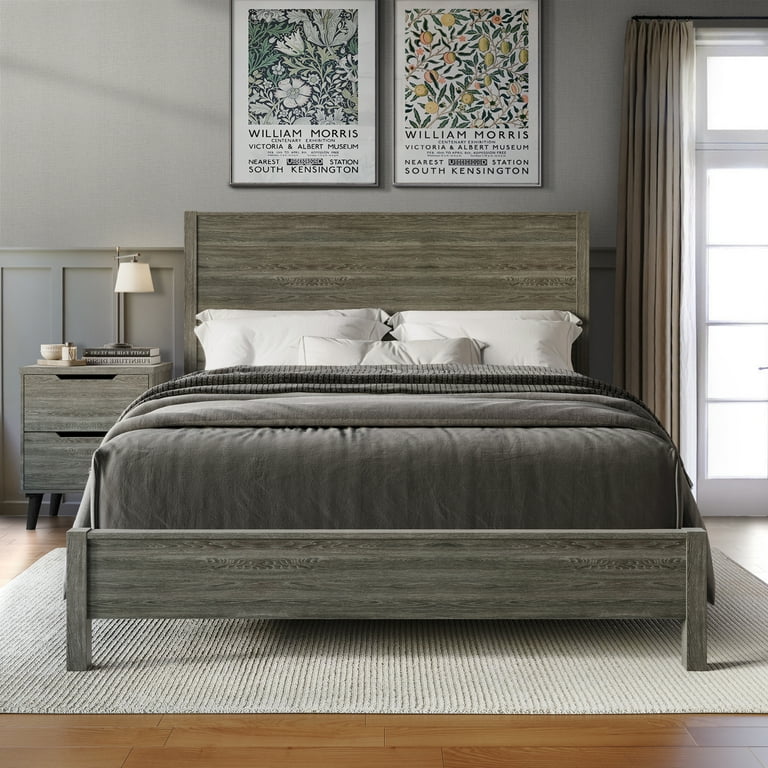 Castle Place Wood Panel Queen Bed Dark Grey Walmart