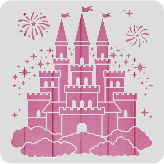 Castle Plastic Painting Stencil 12x12 Star Firework Pattern Craft Template DIY Art Craft Stencil for Scrabooking Card Wood Paper Wall Decoration DIY