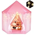 thumbnail image 1 of Castle Princess Tents for Little Girls with Lights, Girls Fairy Castle Play Tents Kids Play Tents for Indoor and Outdoor Play,  Relaxation and Creative Space Pink, 1 of 9