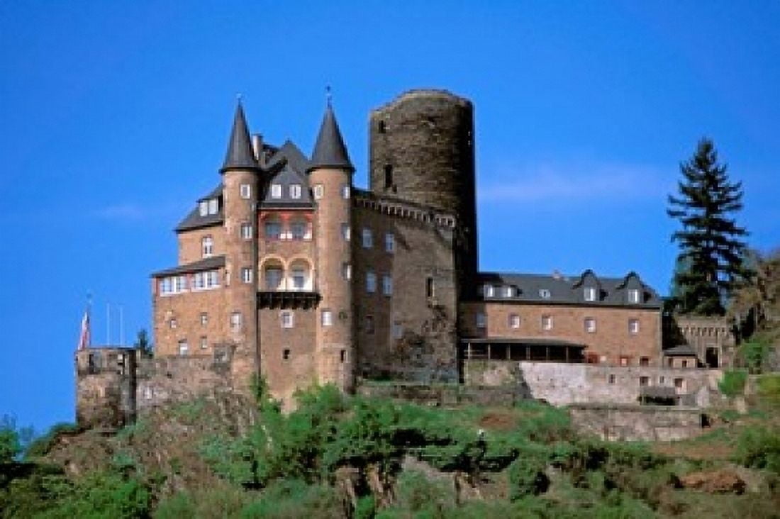 Castle Rhine River Germany Canvas Art - David Herbig DanitaDelimont (36 x 24)