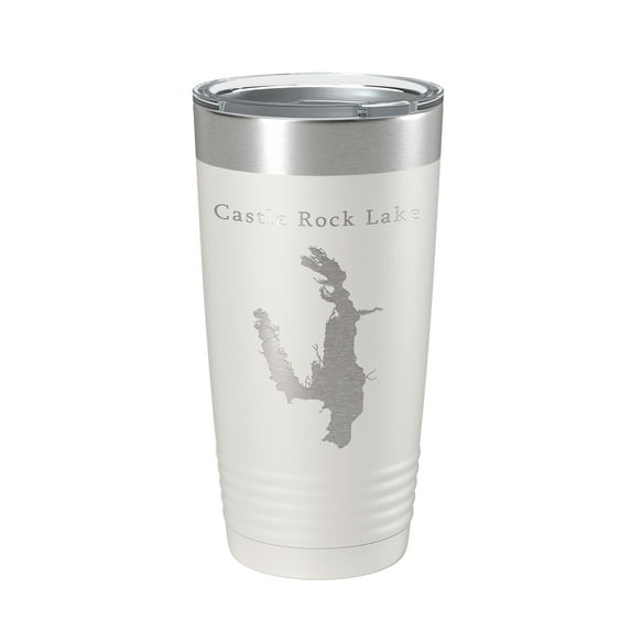 Castle Rock Lake Map Tumbler Travel Mug Insulated Laser Engraved Coffee Cup Wisconsin 20 oz White