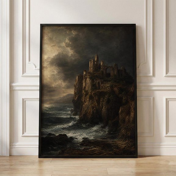 Castle Sea Cliffs Gothic Landscape Poster Unframed Paper Print