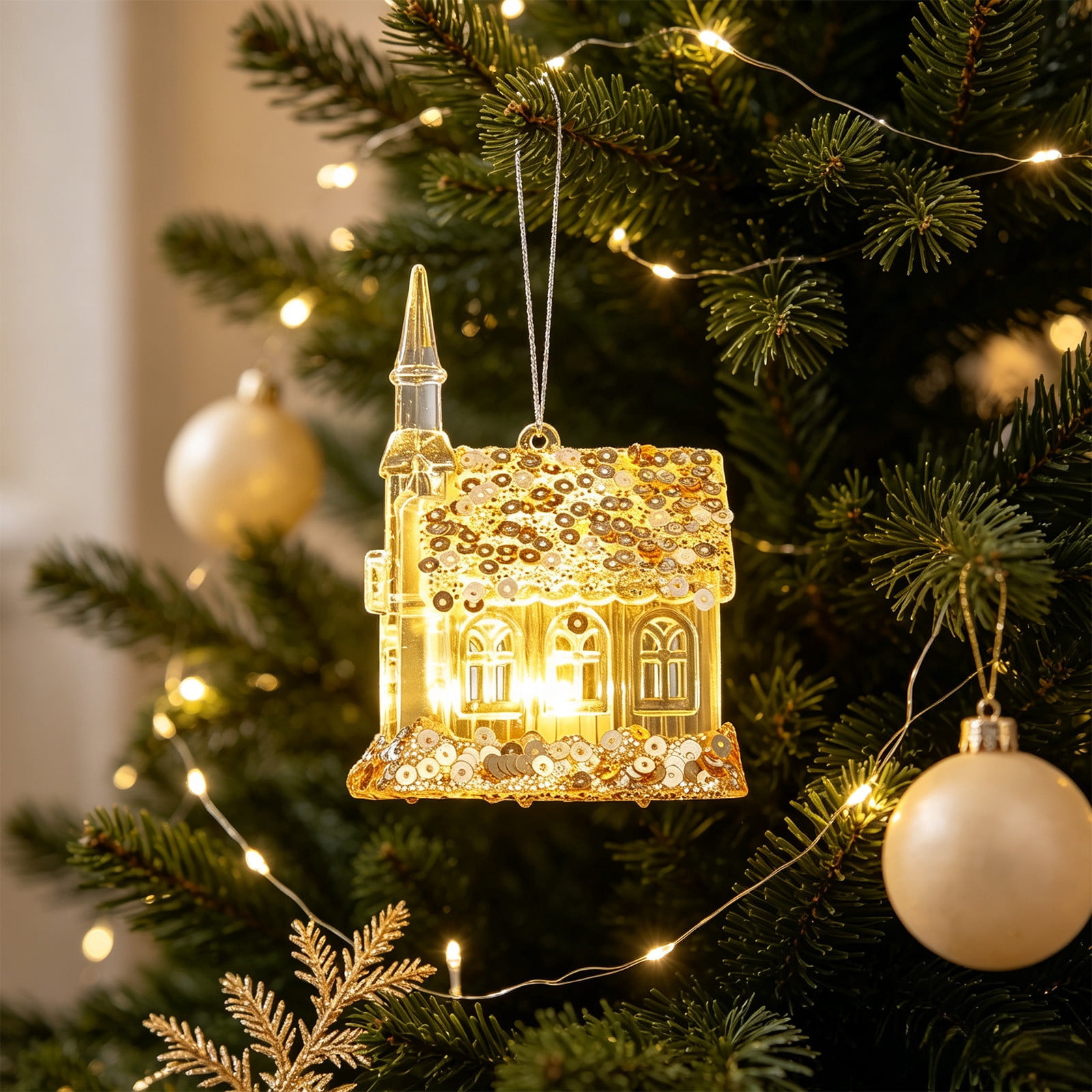 Castle Sequined Hanging Decor - Acrylic build, sequined and clear ...