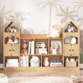 thumbnail image 1 of Castle Shape Children's Bookshelf, Kids Bookcase Display Case Kids Toy Storage Organizer Multifunctional Storage Cabinet Bookshelf Suitable for Playroom, Children's Room, Living Room, Oak, 1 of 7