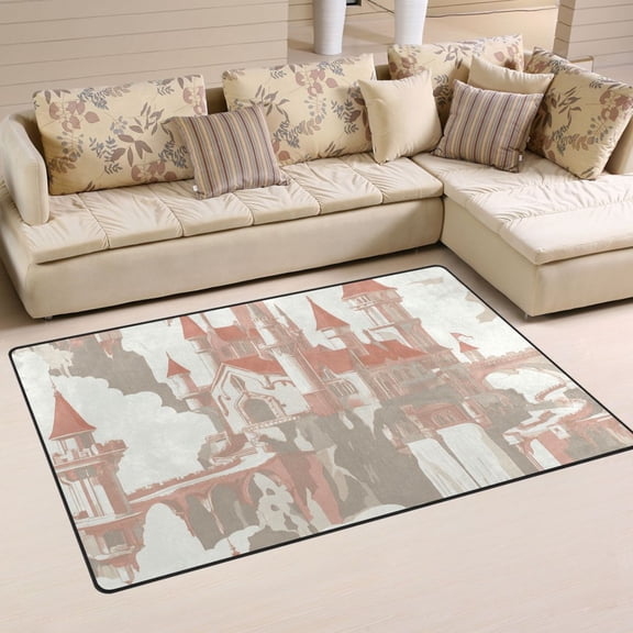 Castle Soft Polyester Area Rug 31''x20'', Non Slip, Memory Foam, Water Absorbent