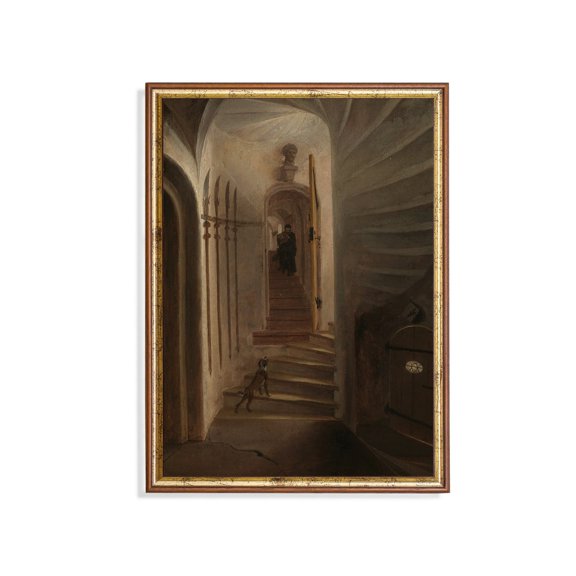 Castle Staircase Moody Architectural Rustic Landscape Wall Art Decor Unframed Paper Print