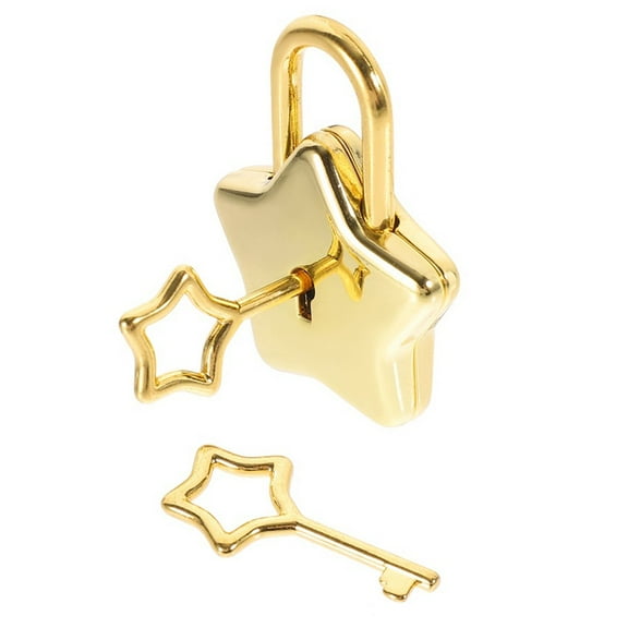 Castle Star Shape Vintage Padlock Small Love Lock for Mini Lock With 2 Pcs Star Key(Gold)
