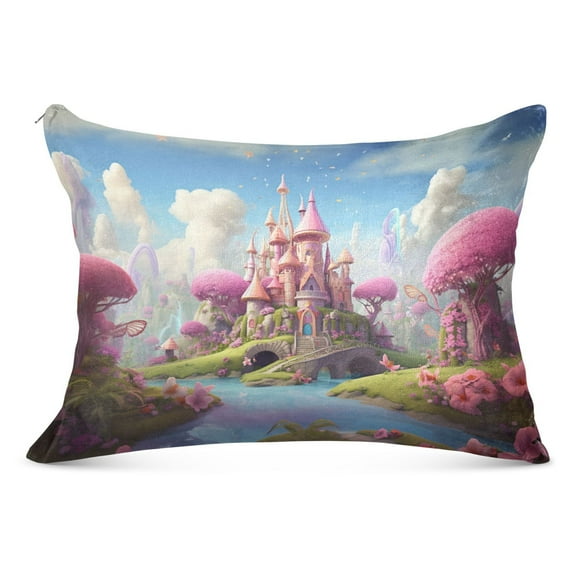 Castle Tree River Cloud Plush Pillow Cases Standard Size Ultra Soft Warm Pillowcases with Zipper 20"x26"