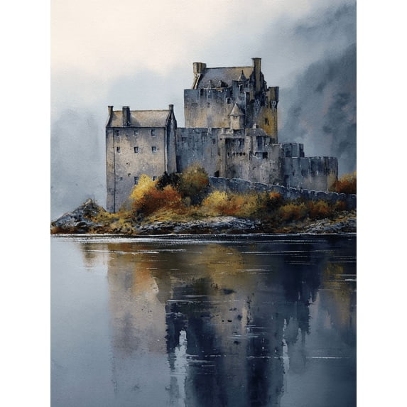 Castle Watercolor Canvas Print, Wall Decor for Living Room Bedroom Dining Room Office Hotel Cafe