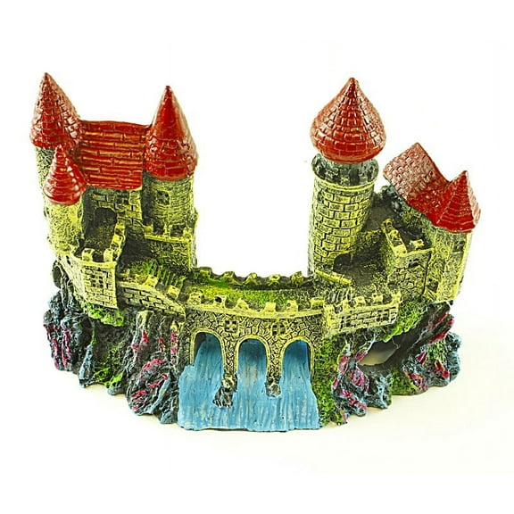 Castle with Weir Aquarium Ornament, Fish Tank Decoration Coverage for Shy Fish, Provides Coverage - Fish Tank Decoration, Aquarium Decoration Fish Safe