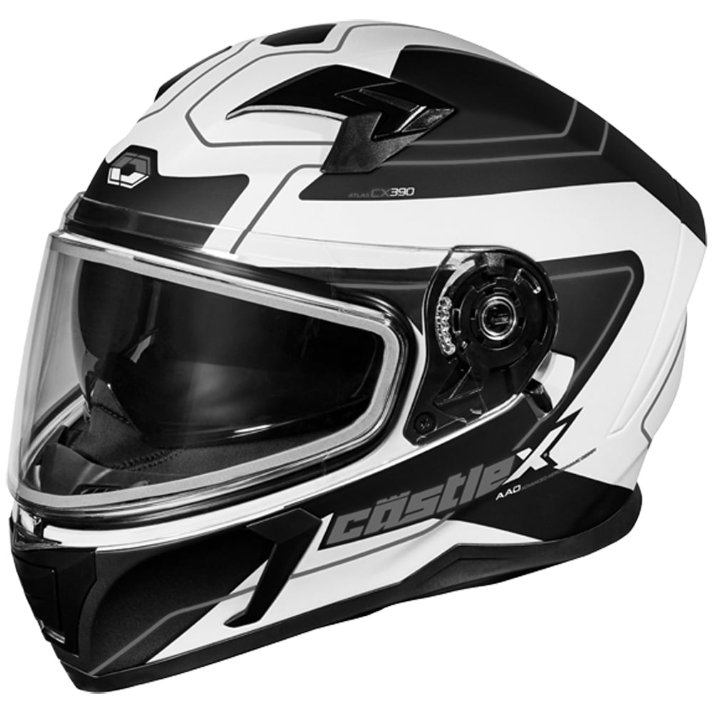 Castle X, 36-14102, Adult Full Face Helmet - Dual Lens Shield - DOT Approved - CX390 - ATLAS - Matte White/Black, Small