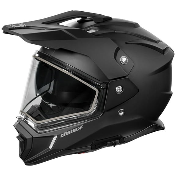 Castle X, 36-18088, Adult Dual Sport Snowmobile Helmet - Dual Lens Shield - CX200 - SOLID - Matte Black, X-Large