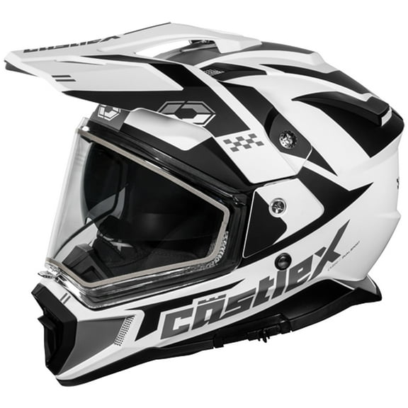 Castle X, 36-18109, Adult Dual Sport Snowmobile Helmet - Dual Lens Shield - CX200 - WRATH - Matte White, 2X-Large