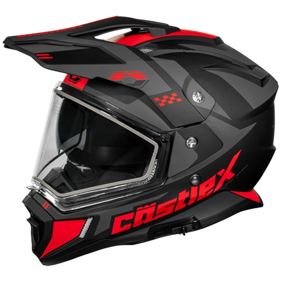 Castle X, 36-18112, Adult Dual Sport Snowmobile Helmet - Dual Lens Shield - CX200 - WRATH - Matte Red, Small