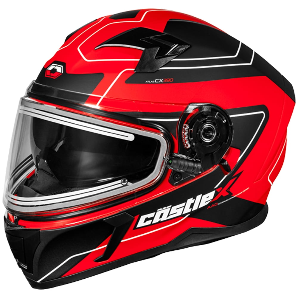 Castle X, 36-24119, Adult Full Face Helmet - Heated Shield - DOT Approved - CX390 - ATLAS - Matte Red/Black, 2X-Large