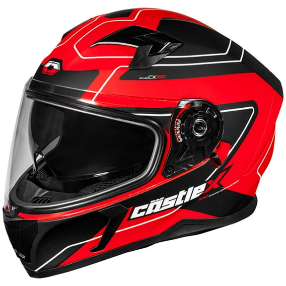 Castle X, 36-4116, Adult Full Face Helmet - Single Lens - DOT Approved - CX390 ATLAS - Matte Red/Black, Large