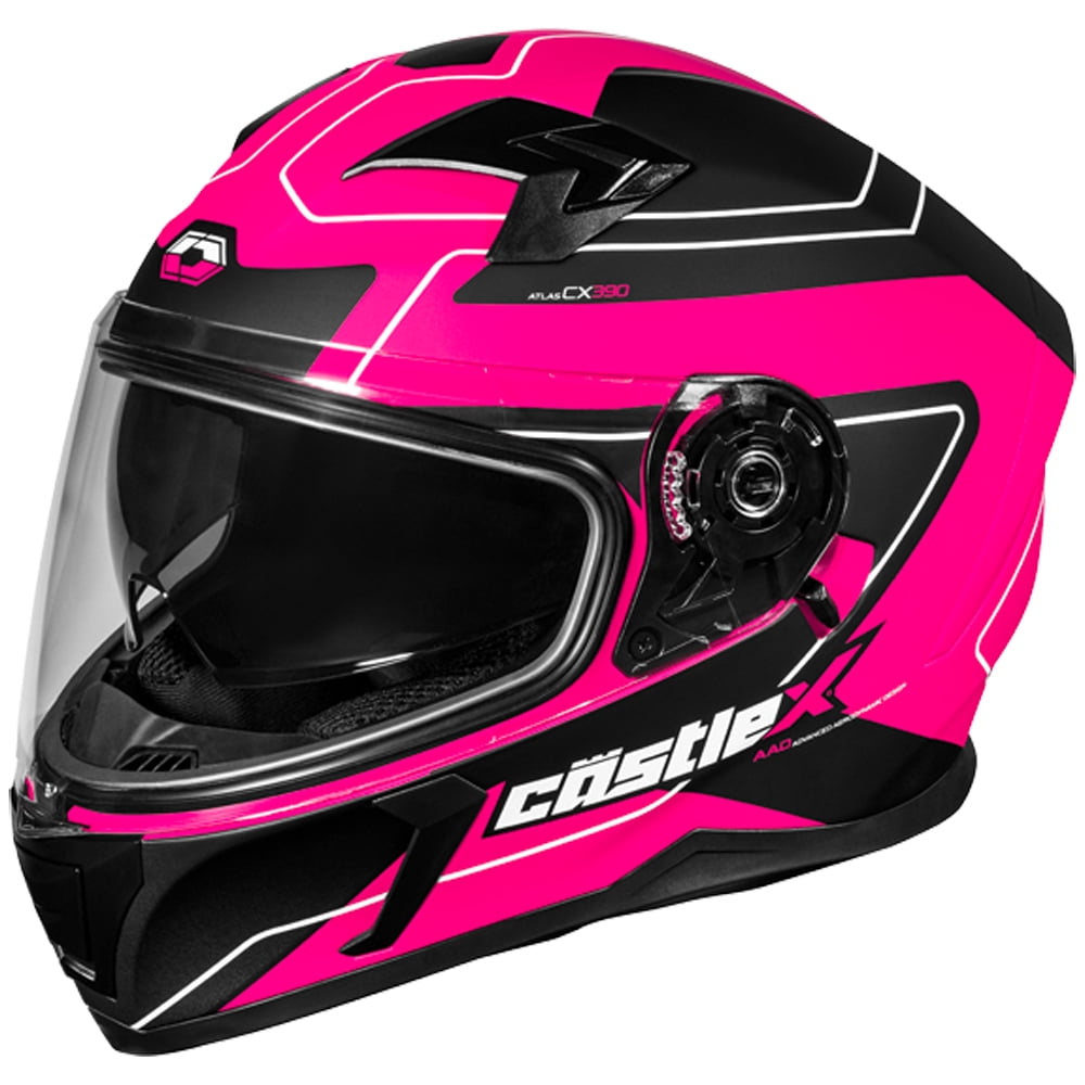 Castle X, 36-4186, Adult Full Face Helmet - Single Lens - DOT Approved - CX390 ATLAS - Matte Pink Glo/Black, Large