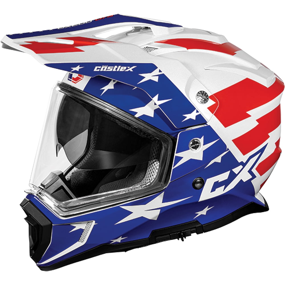 Castle CX200 Liberty Dual Sport Motorcycle Helmet Red/White/Blue SM