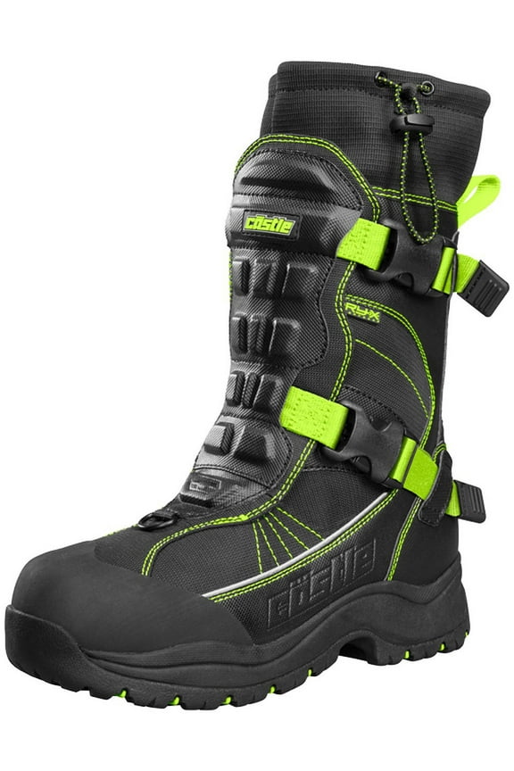 X Barrier 2 Mens Snowmobile Boots Black/Hi-Vis Yellow 8 USA