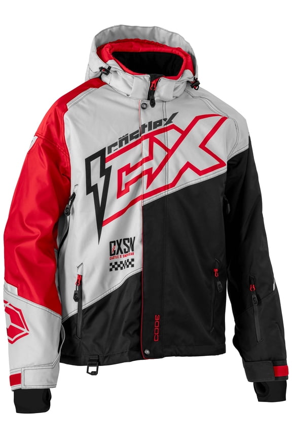 X Code G5 Mens Snow Jacket Silver/Red/Black SM