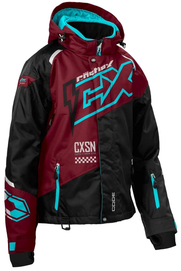 X Code G5 Womens Snow Jacket Crimson/Turquoise SM
