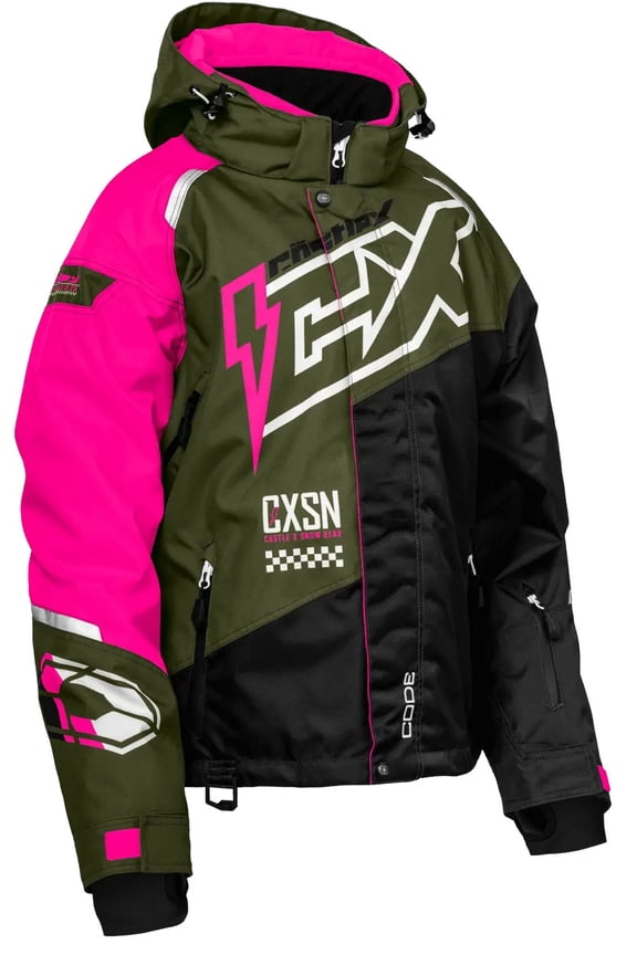 X Code G5 Womens Snow Jacket Olive/Pink Glow LG