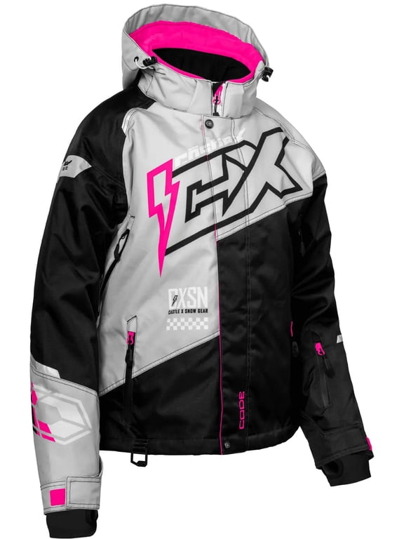 X Code G5 Womens Snow Jacket Silver/Black/Pink Glow 2XL