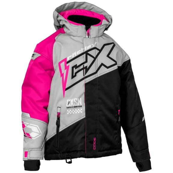 Castle X Code G5 Youth Snow Jacket Silver/Pink Glow/Black LG