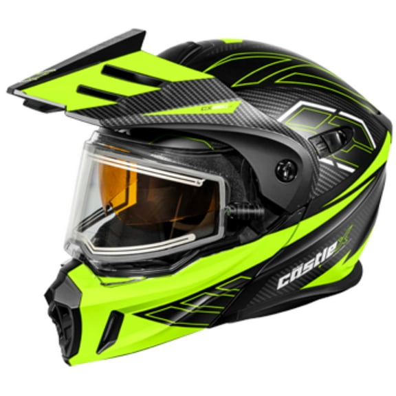 Castle X, 45-22239, Adult CX950 V2 Dual Sport Modular Snowmobile Helmet Heated Shield - FIERCE - Matte Black/Hi-Vis, 2X-Large