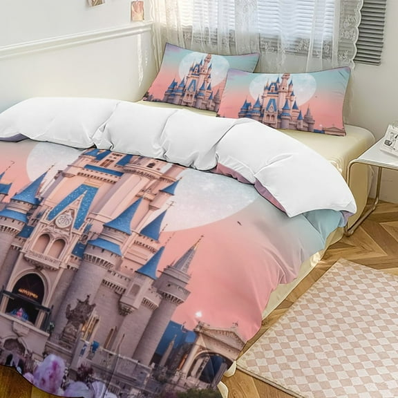 Castle at Sunset 3D Duvet Cover Set Quilt Cover Theme of teenager for Bedroom Decoration