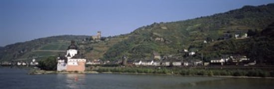 Castle at the waterfront Pfalz Castle Rhine River Kaub Koblenz Rhineland-Palatinate Germany Canvas Art - Panoramic Images (36 x 12)