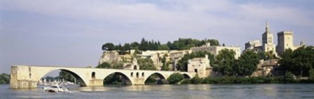 Castle at the waterfront Pont Saint-Benezet Palais des Papes Avignon Vaucluse France Canvas Art - Panoramic Images (18 x 6)