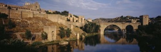 Castle at the waterfront Puente de San Martin Tajo River Toledo Spain Canvas Art - Panoramic Images (36 x 12)