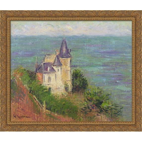 Castle by the Sea 32x28 Large Gold Ornate Wood Framed Canvas Art by Gustave Loiseau