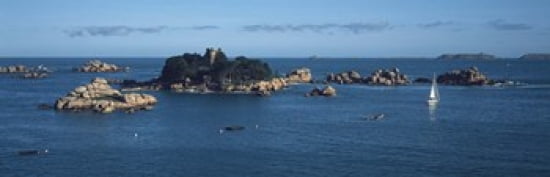 Castle at the coast Costaeres Castle Cote de Granit Rose Ploumanach Perros-Guirec Cotes-DArmor Brittany France Canvas Art - Panoramic Images (36 x 12)