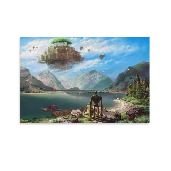 Castle in The Sky Japanese Anime Artwork Poster Decorative Painting Canvas Wall Art Living Room Posters Bedroom Painting 12x18inch(30x45cm)